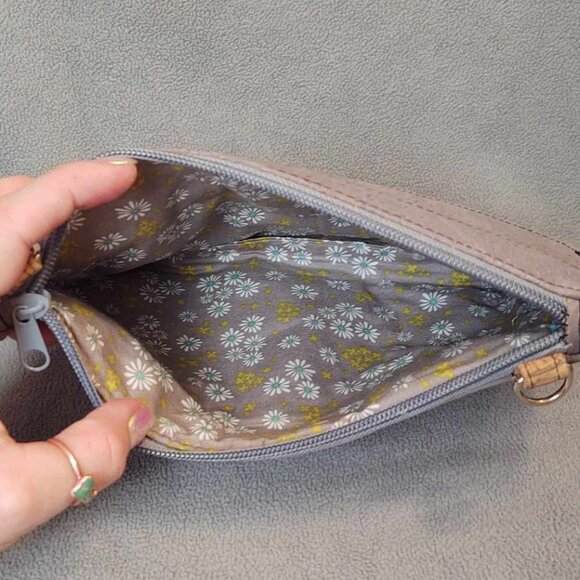 NWOT Hand Crafted Handmade Upcycled Grey & Natural Cork Clutch/ Crossbody - Picture 8 of 13